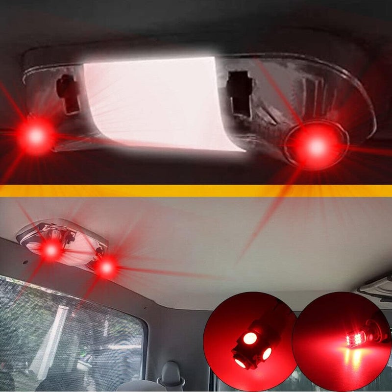 GLOFE 3Pcs Red Interior Map Dome Light LED Bulbs Compatible with 1987-1996 Ford F-150 F-250 Bronco - Image 1